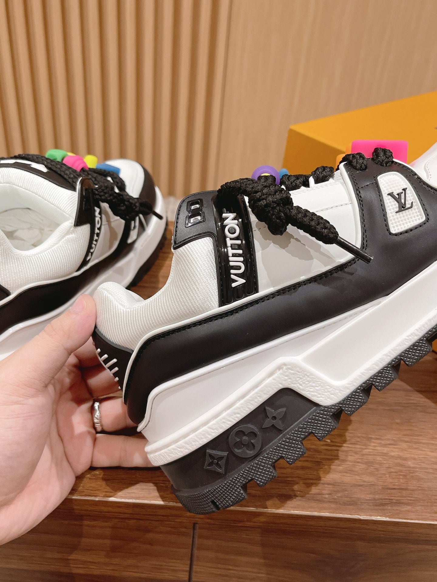 LV Trainer Maxi Sneaker White Mix Black Calfskin、mysite、Cacoeks