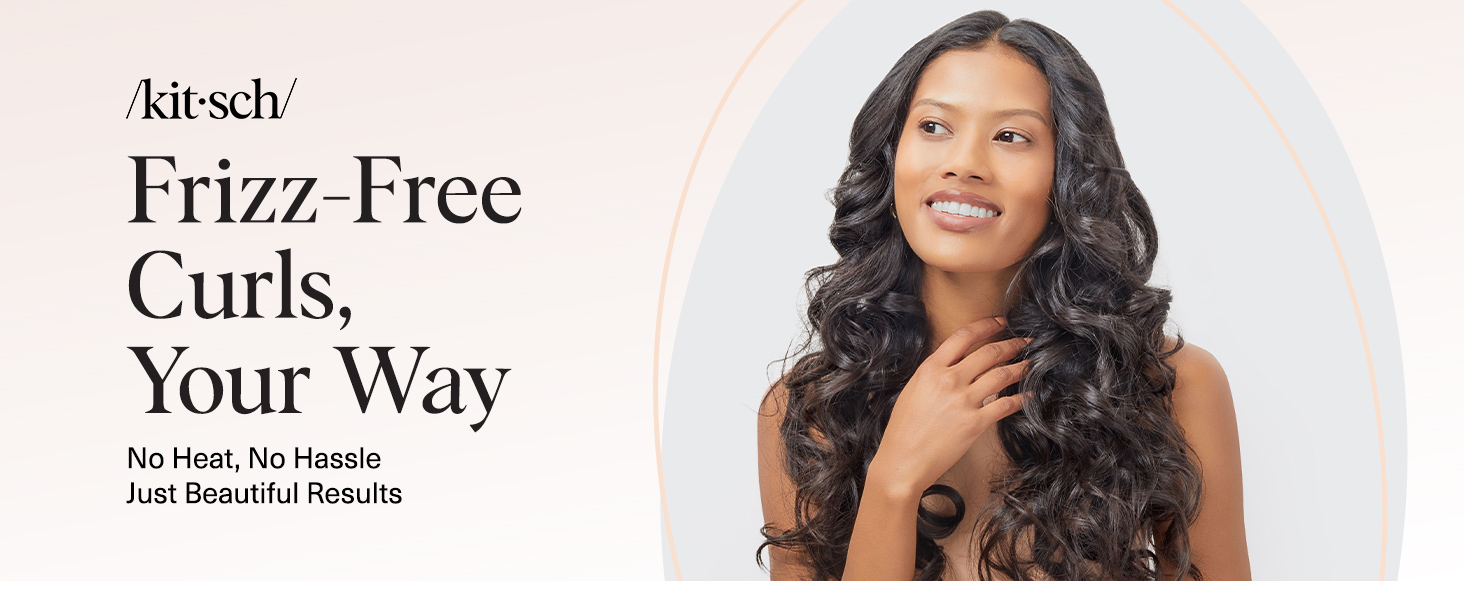 Kitsch Satin Heatless Hair Curler Set - Heatless Curls Overnight &amp; Frizz-Free Styling Aura