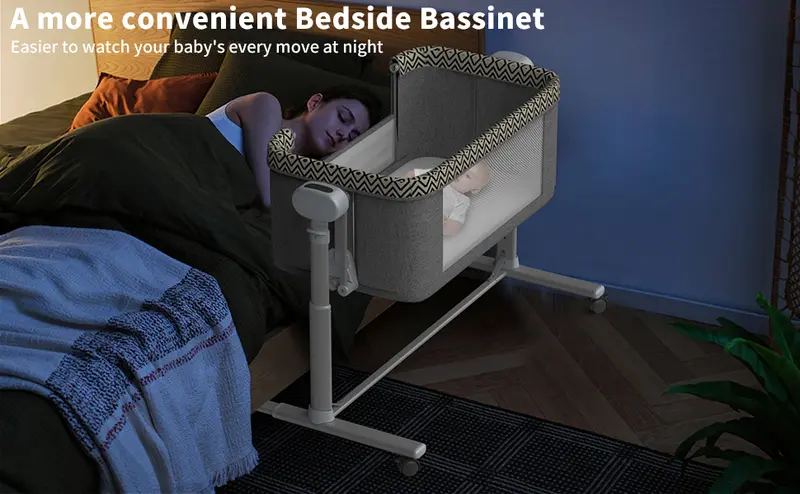 Product Introduction of Electric Rocking Bassinet for Baby, 4 and 1 Baby Bedside Bassinets with Remote Control, Portable Bassinets Bedside Sleeper for Newborn with 3-Speed Swings, Baby Crib in Bed with Wheels 6