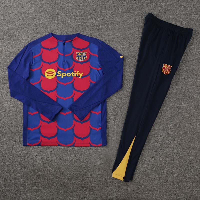 2024/2025 Barcelona Half Training Jersey Red and Blue Camouflage Kit:football jersey mysite: unitedjerseyfootball 邓江浪:football