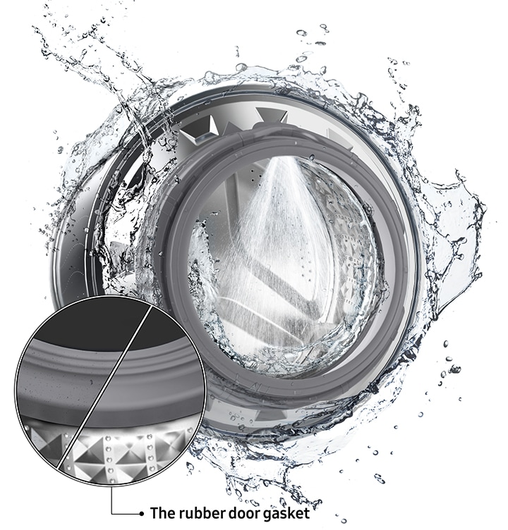 Shop for WW80T754DWH/SP now. Image shows water swishing around washer drum of QuickDrive™. 8Kg. Front Load. 4 Ticks