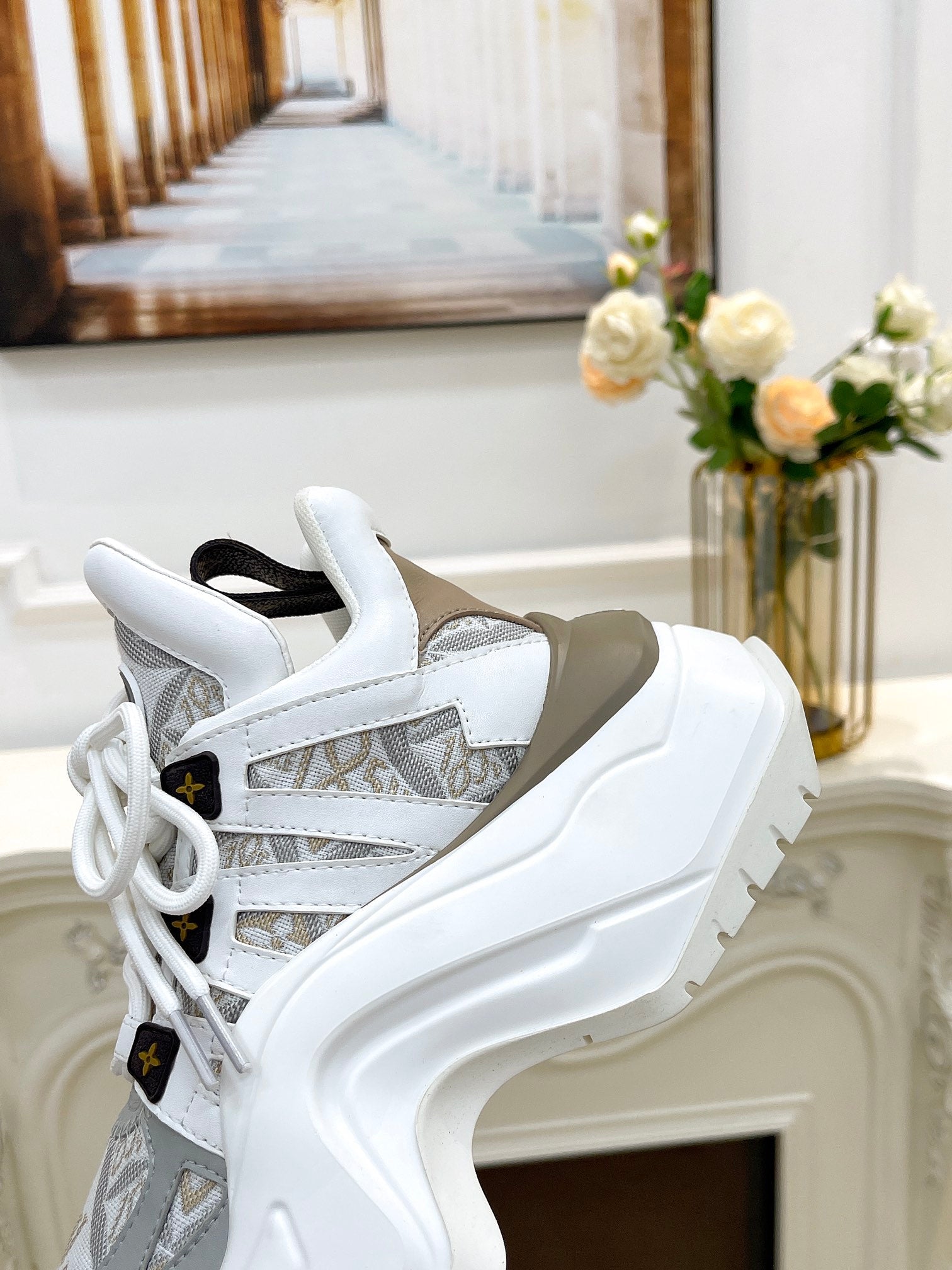 LV ARCHLIGHT 2.0 PLATFORM SNEAKER IN WHITE MIX DOVE GRAY MIX OF MATERIALS、mysite、Cacoeks