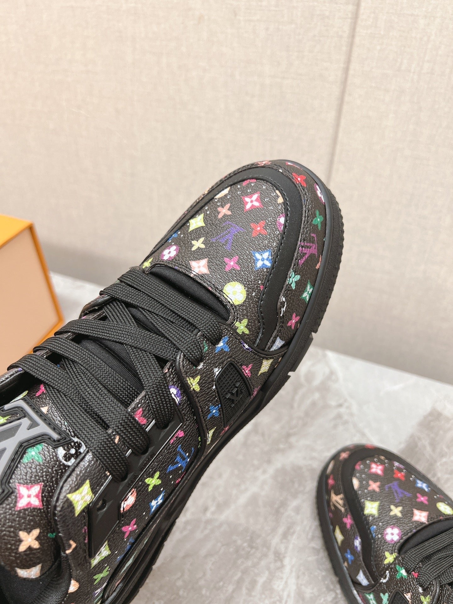 TRAINER SNEAKER IN BLACK MIX COLORFUL CALFSKIN、mysite、Cacoeks