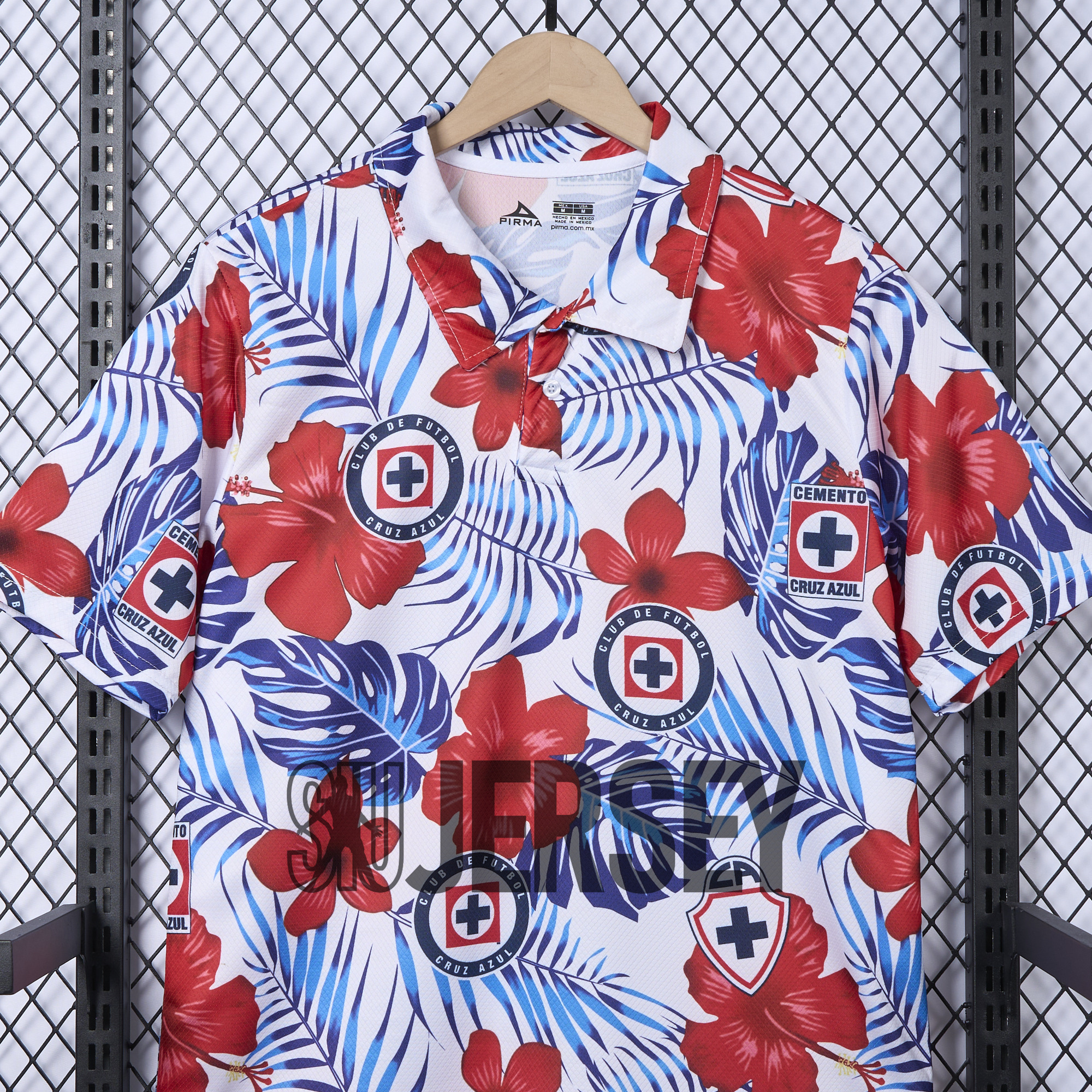 SIUjerseys-Cruz Azul 24-25 Flower and Leaves Polo Shirt