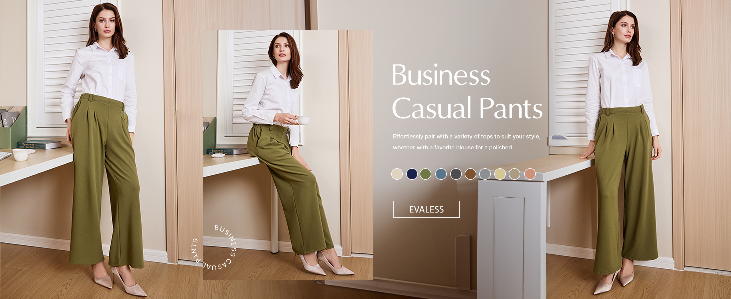 Women&#39;s Wide Leg Pants Elastic High Waisted