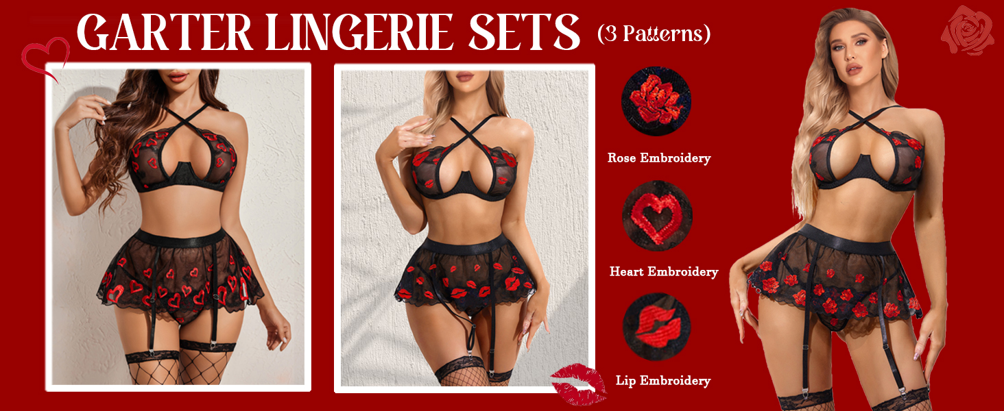 garter  Strappy Underwire Garter Beltsets