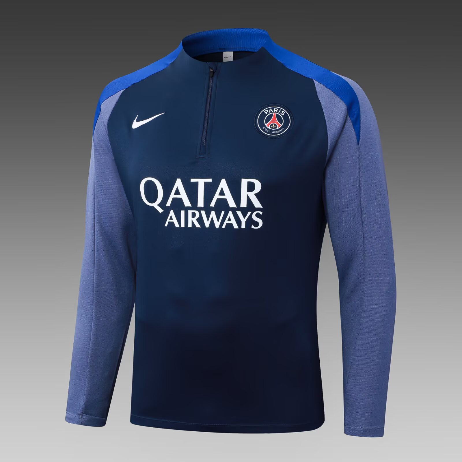 2025/2026 Psg Paris Saint-Germain Half-Pull Training Suit Navy Blue Gray Sleeves Football Shirt 1:1 Thai Quality Set:football jersey mysite: unitedjerseyfootball 邓江浪:football