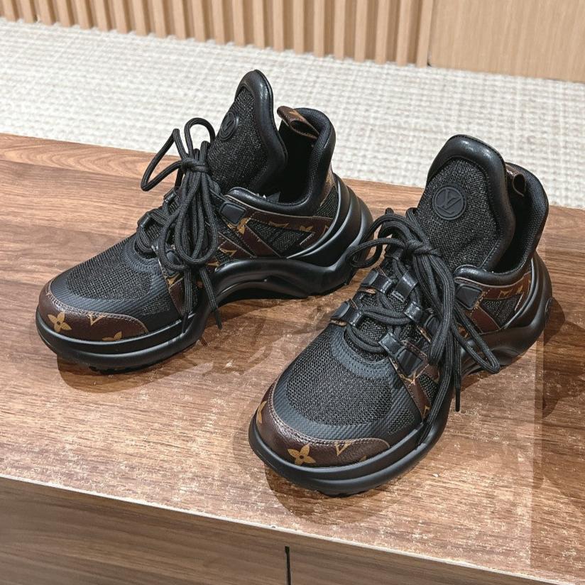 LV ARCHLIGHT SNEAKER IN BLACK CANVAS AND CHOCOLATE BROWN MONOGRAM CALFSKIN、mysite、Cacoeks
