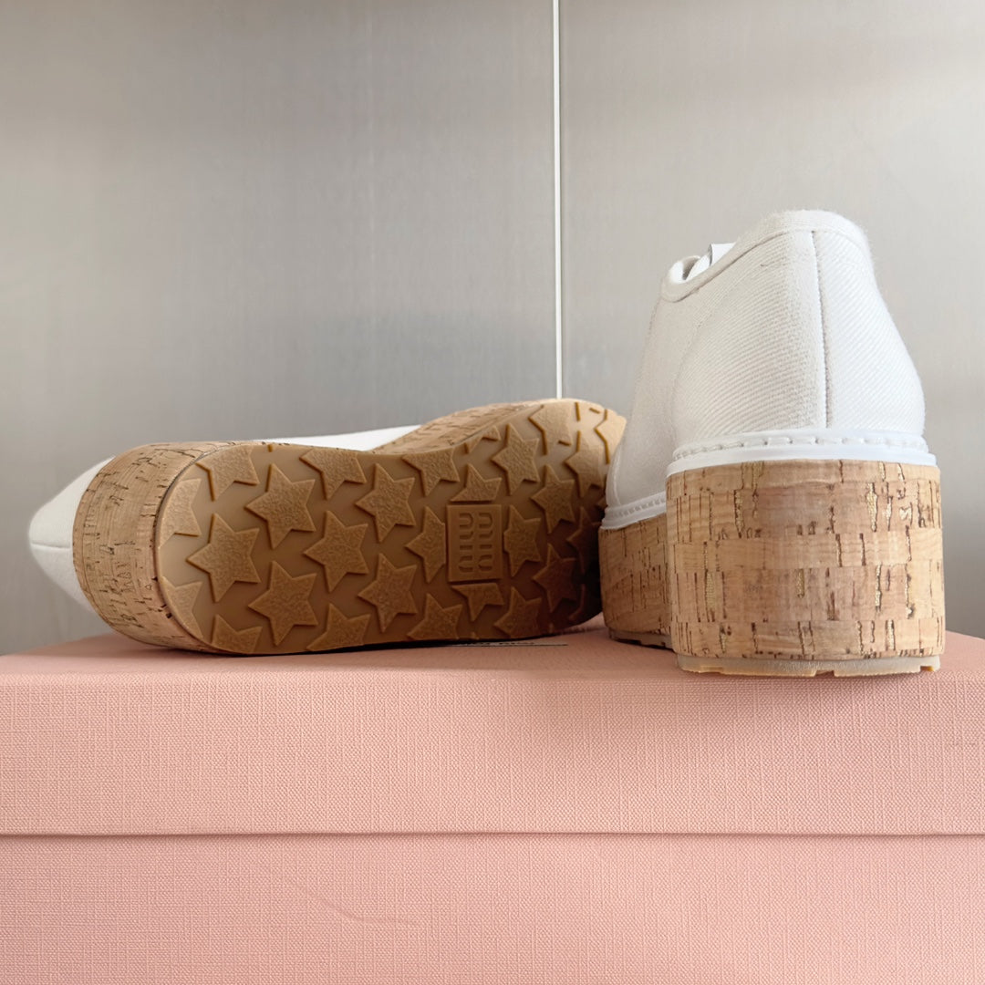 Lace - up Platform Shoes White Canvas、mysite、Cacoeks