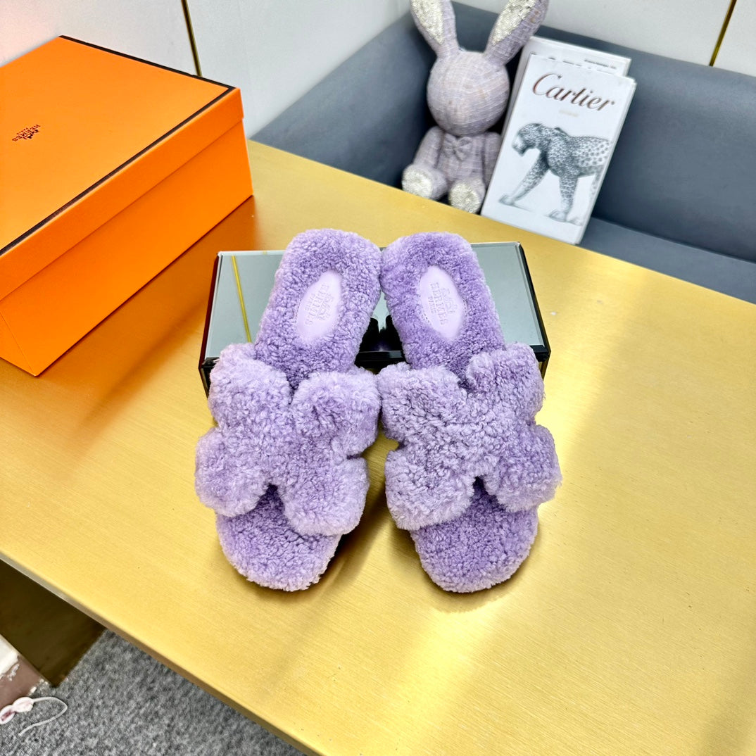 0RAN SHEARLING SANDALS PERIWINKLE PURPLE、mysite、Cacoeks