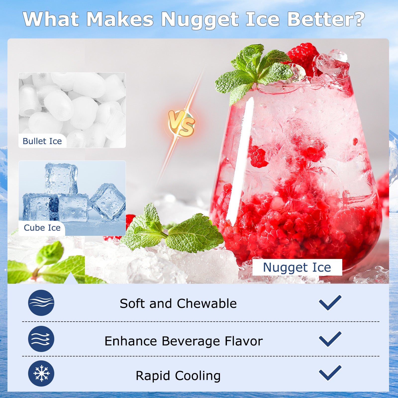 Eletriclife Under Counter Nugget Ice Maker with Self-Cleaning and 24H Timer