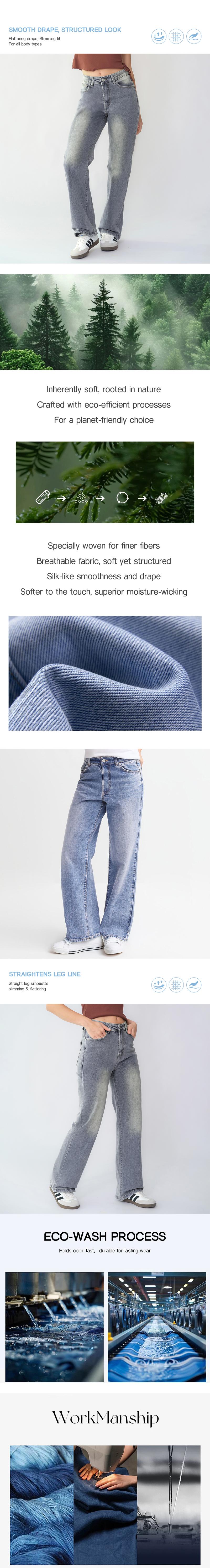 KatchMe Women's Minimalist High Waist Denim Stretch Wide Leg Jeans, Trendy Multi-Pocket Denim Trousers for Women, Classic Women's Pants, Street Womenswear