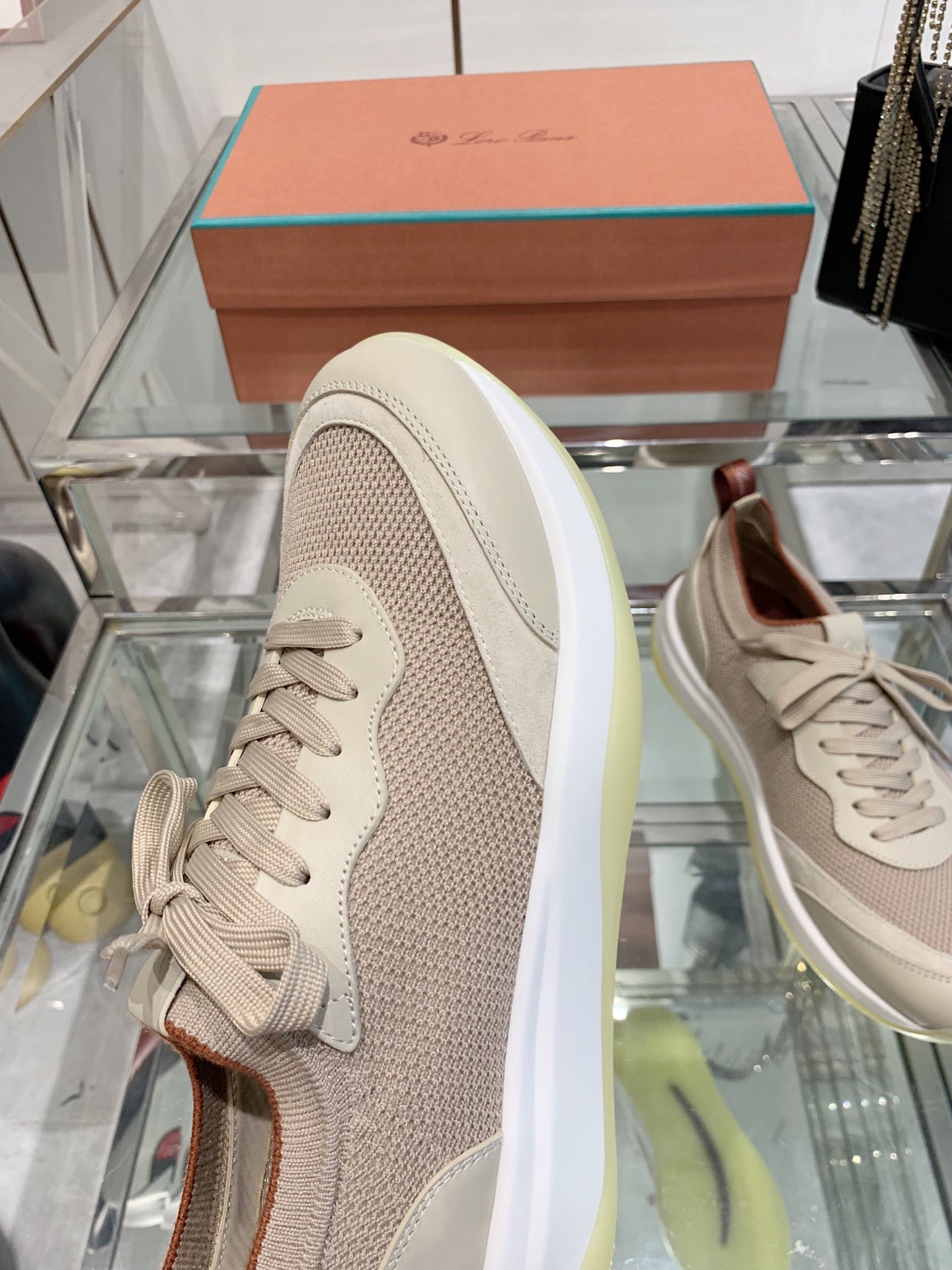 SNEAKER IN LIGHT PINK CANVAS MIX SUEDE WITH LAMBSKIN、mysite、Cacoeks