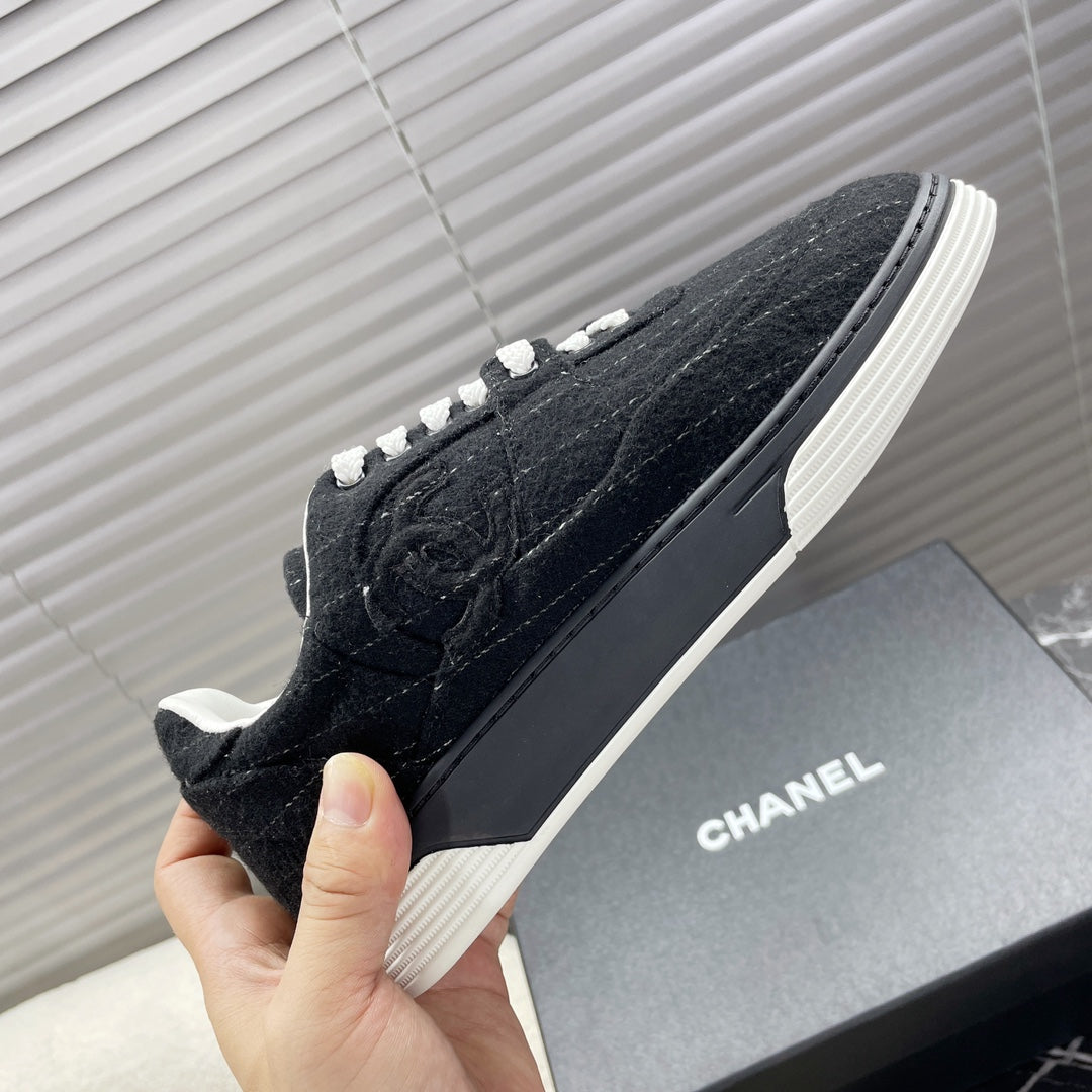 TRAINER SHOES IN BLACK WOOL FABRIC、mysite、Cacoeks