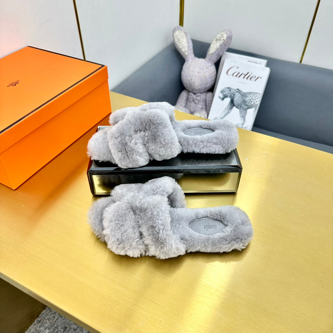 0RAN SHEARLING SANDALS SILVER GRAY、mysite、Cacoeks