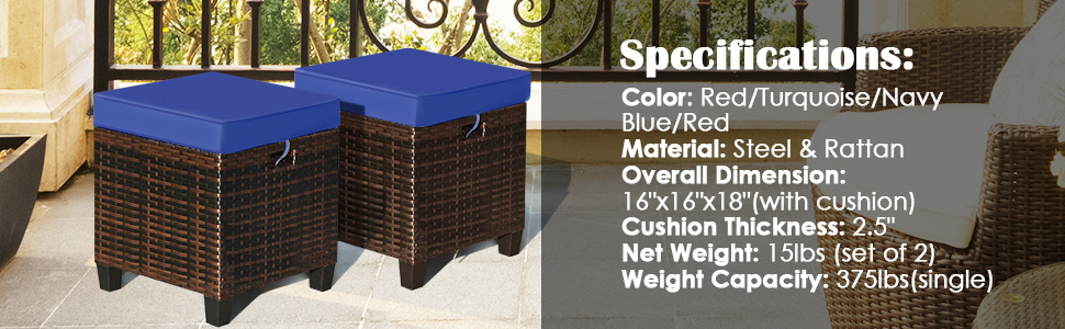 patio wicker ottomans for 2