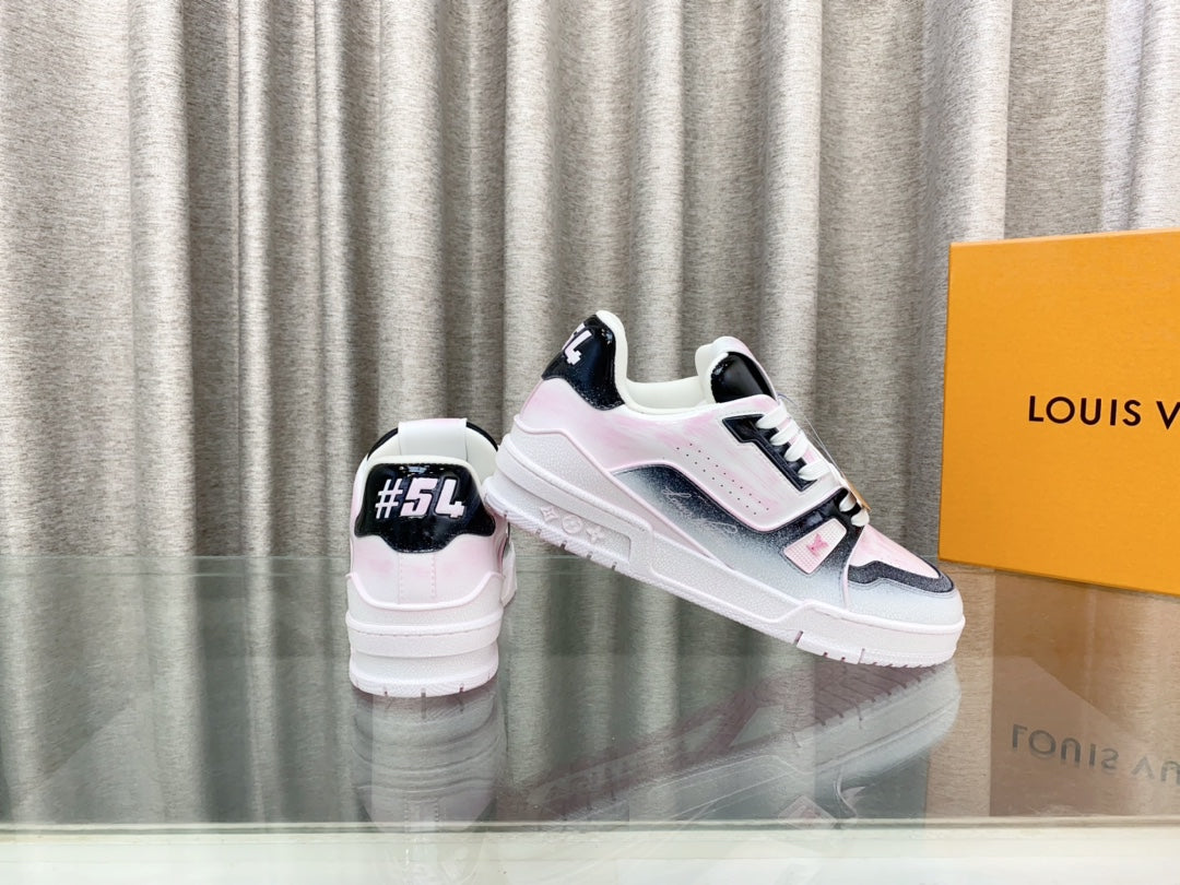 LV TRAINER SNEAKERS IN LIGHT PINK OMBRE MIX COLORFUL CALFSKIN、mysite、Cacoeks