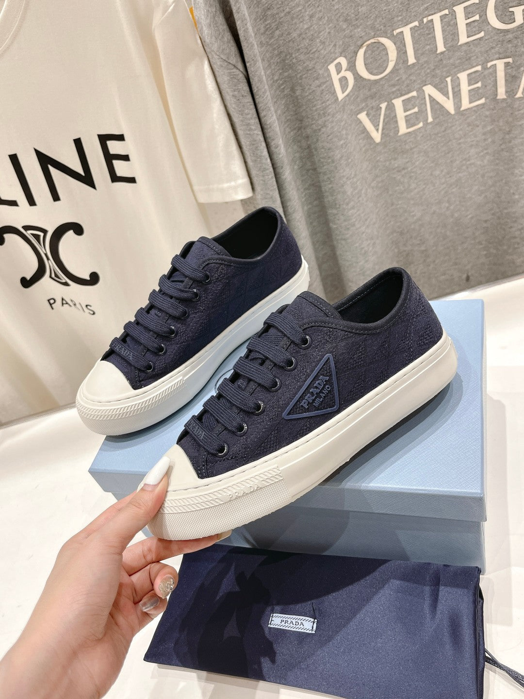 PRA PRINTED COTTON SNEAKERS BALTIC BLUE CANVAS、mysite、Cacoeks