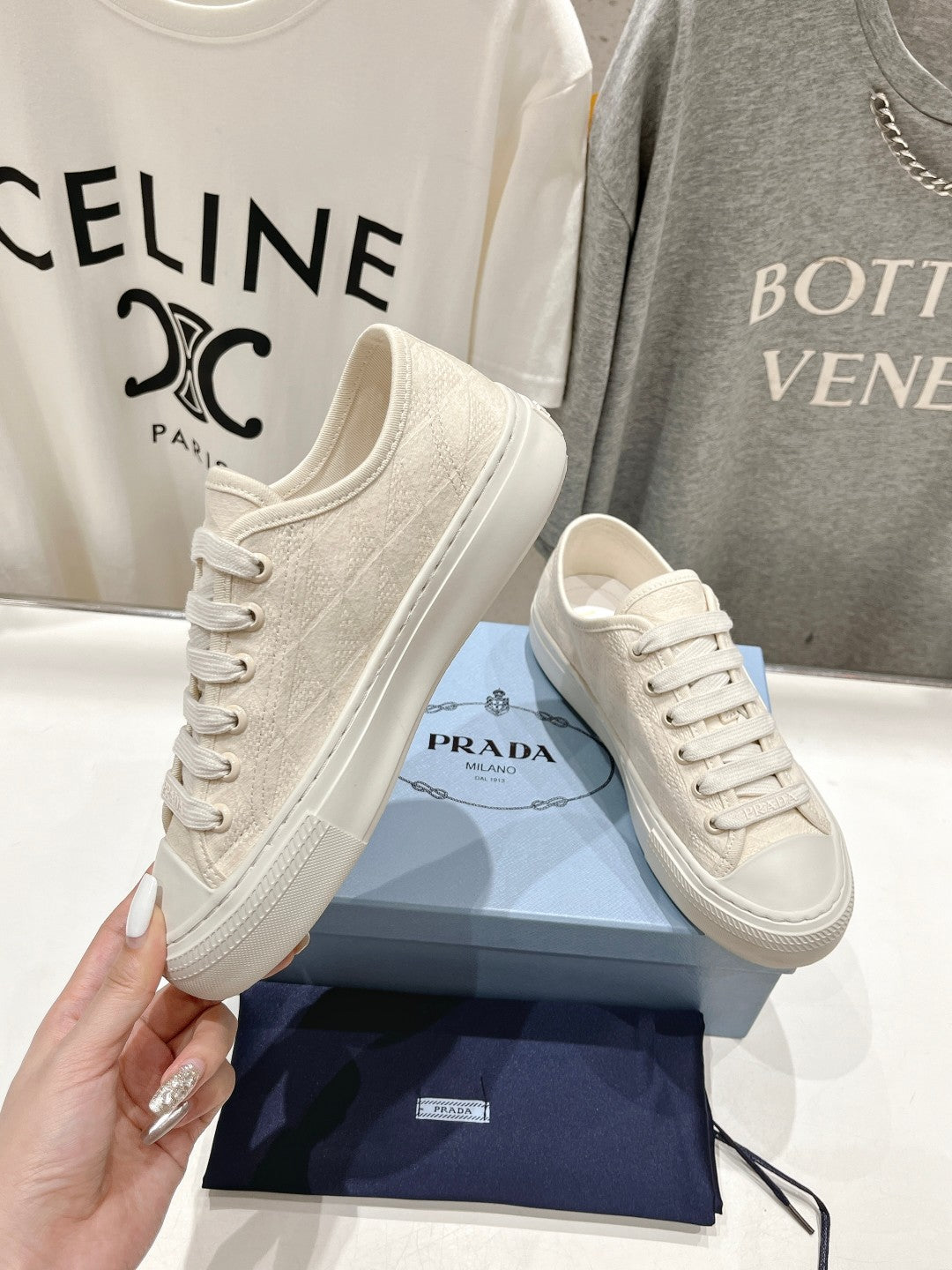 PRA PRINTED COTTON SNEAKERS WHITE CANVAS、mysite、Cacoeks