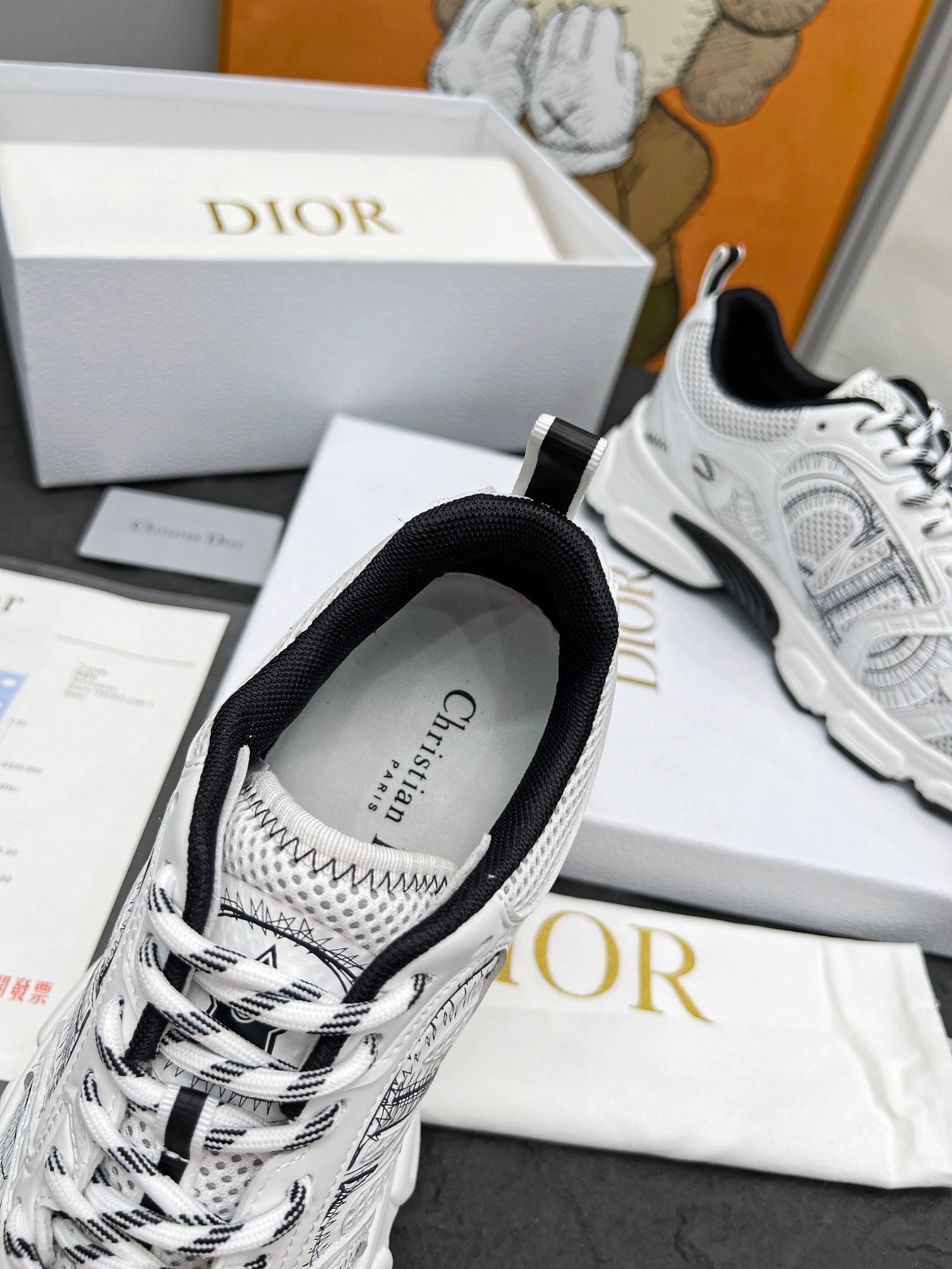 CD CHRONO SNEAKERS IN WHITE AND BLACK MESH、mysite、Cacoeks