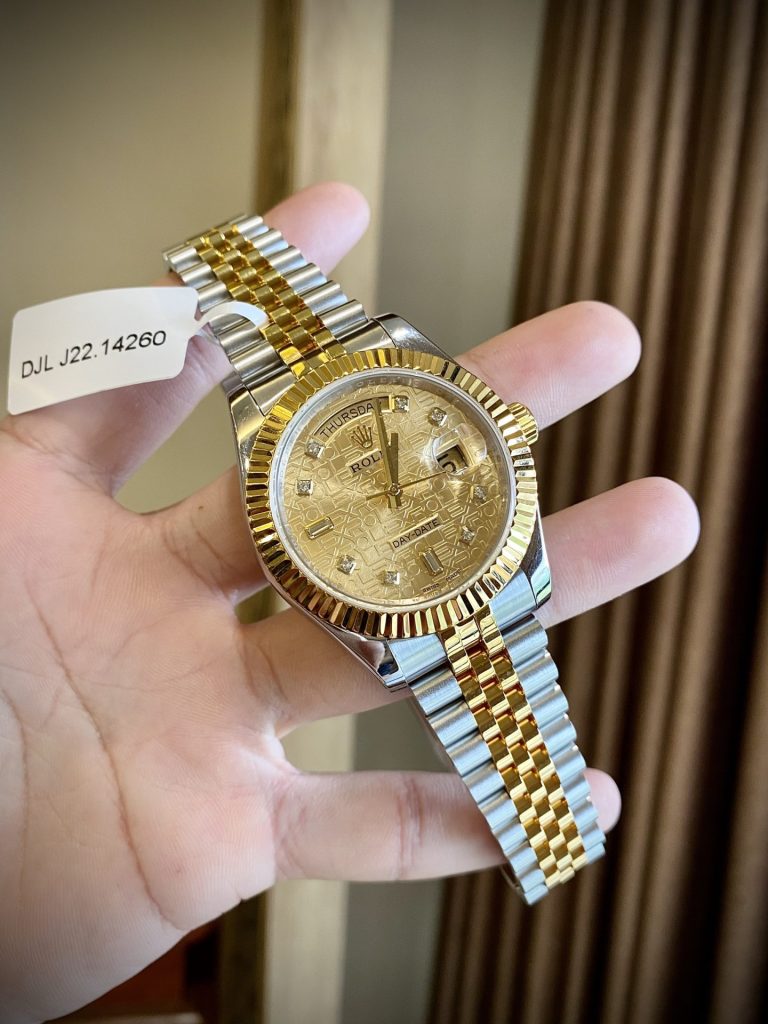 Đồng Hồ Rolex Day-Date Chế Tác Bọc Vàng Thật Mặt Vi Tính 40mm (1)