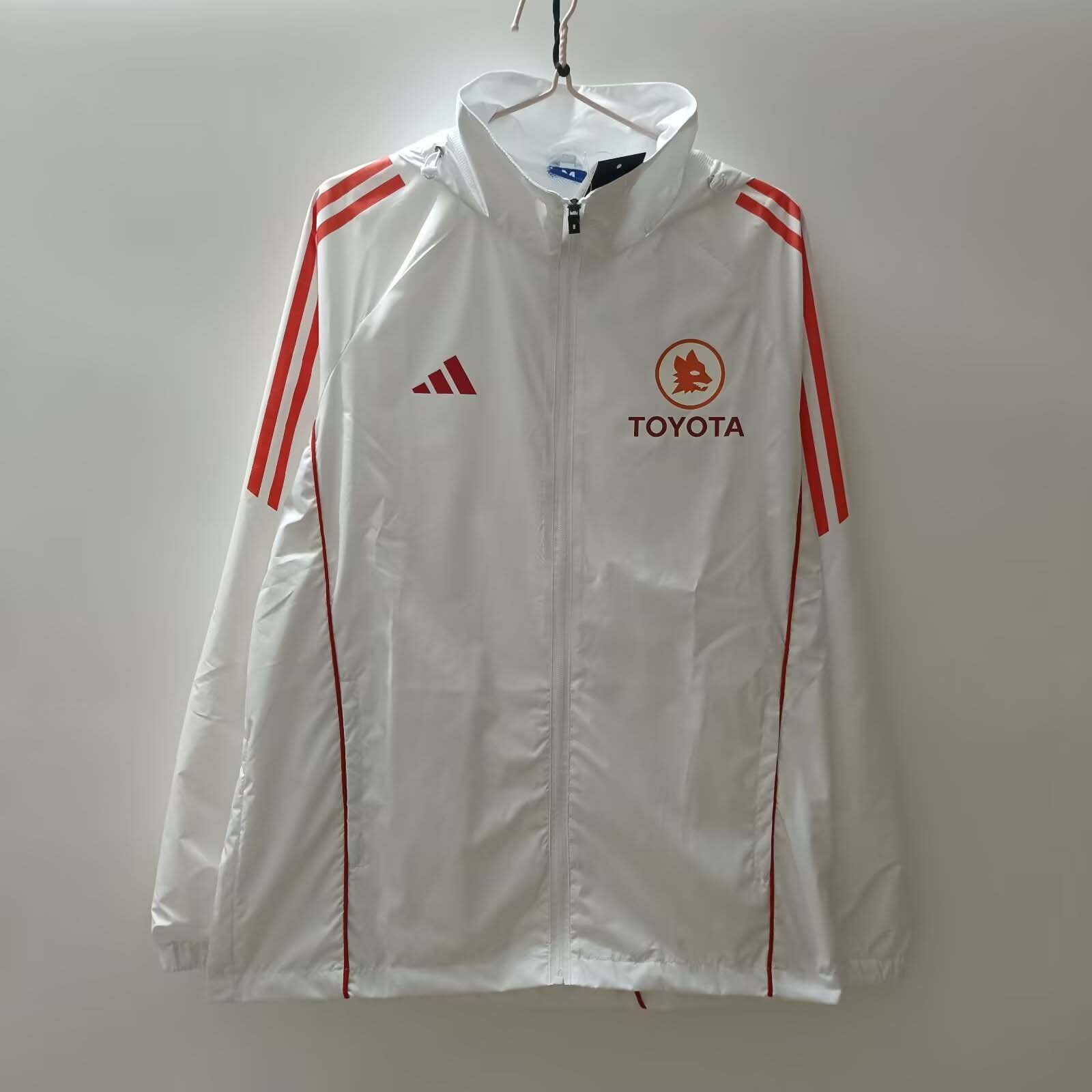 2024/2025 Roma Windbreaker White Soccer Jersey 1:1 Thai Quality:football jersey mysite: unitedjerseyfootball 邓江浪:football
