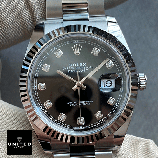 Rolex Datejust Diamond Black Dial Replica on hand