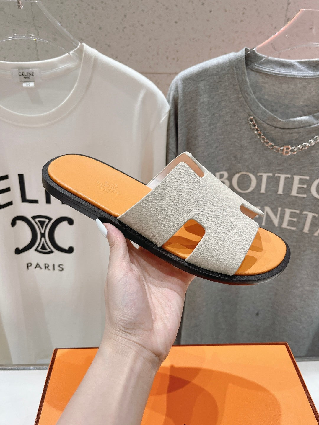 IZMIR SANDAL CREAM WHITE MIX LIGHT ORANGE LAMBSKIN、mysite、Cacoeks