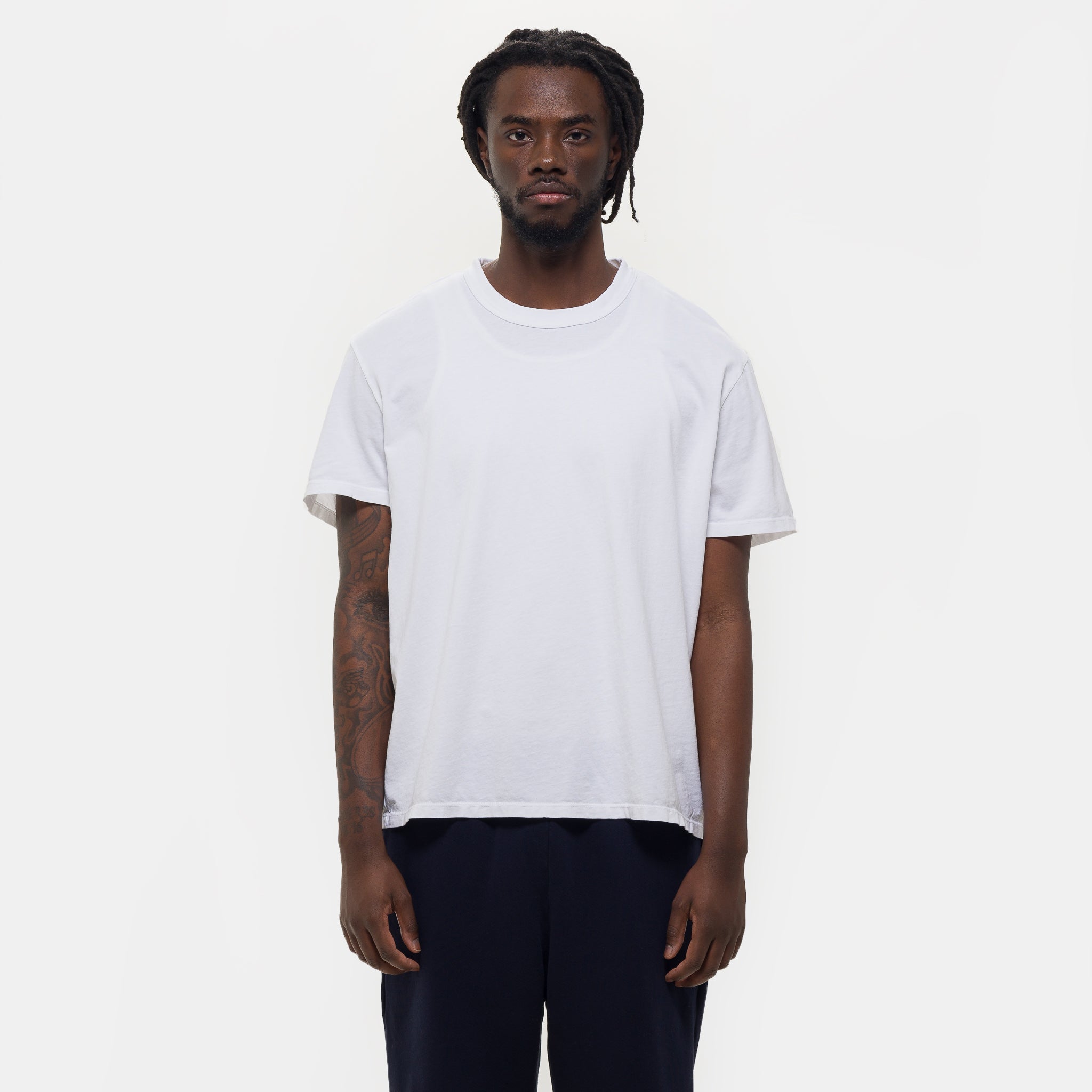 Lightweight Binded Neck T-Shirt in White