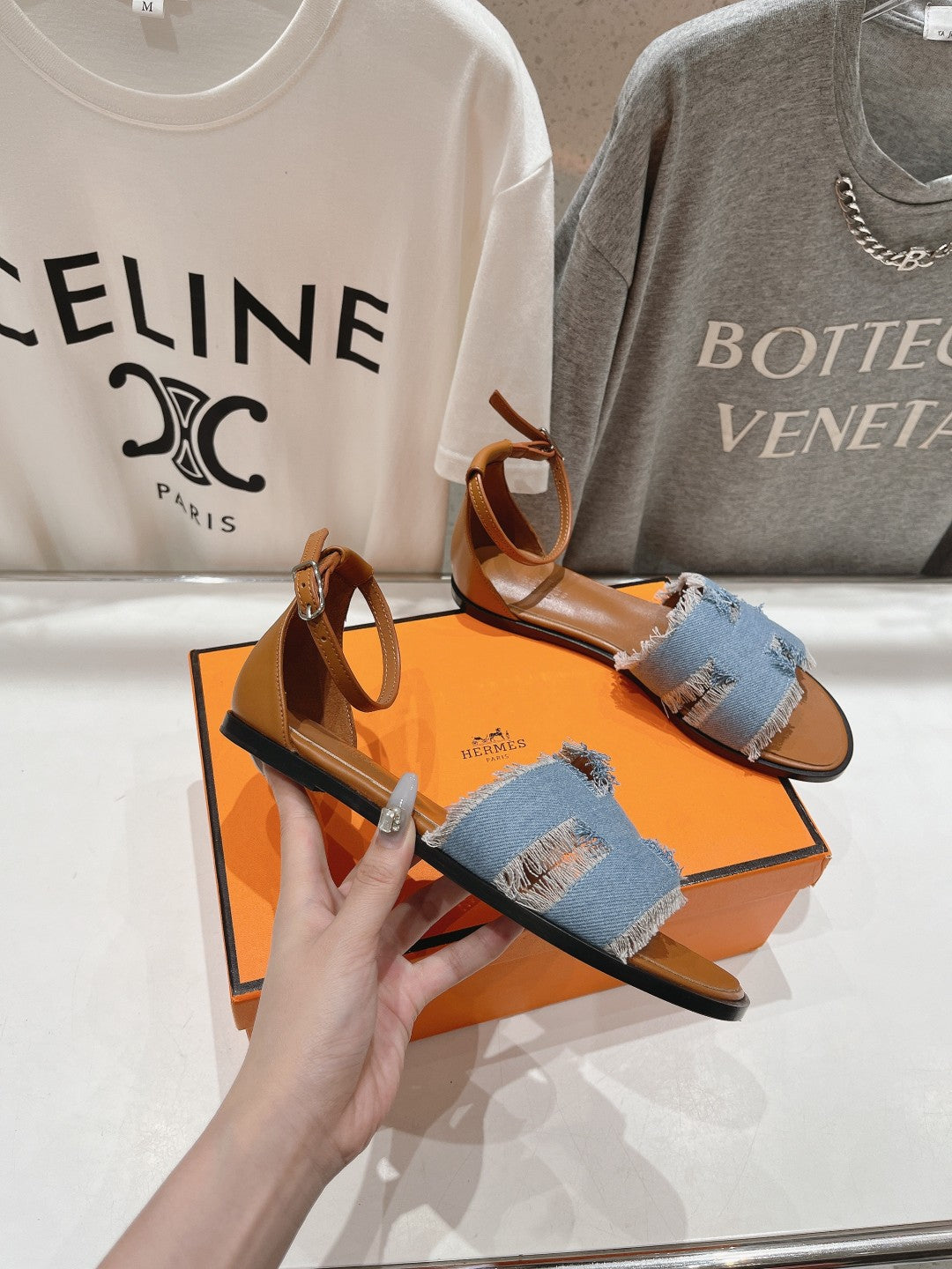 SANTORINI SANDAL BLEU CLAIR LAMBSKIN、mysite、Cacoeks