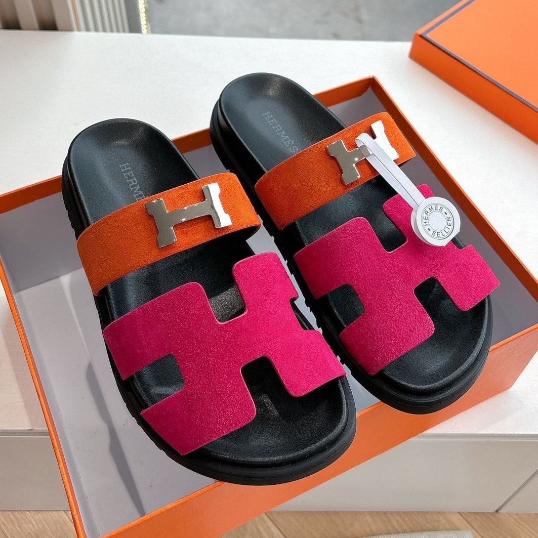 CHYPRE SANDAL IN DARK PINK MIX ORANGE SUEDE、mysite、Cacoeks