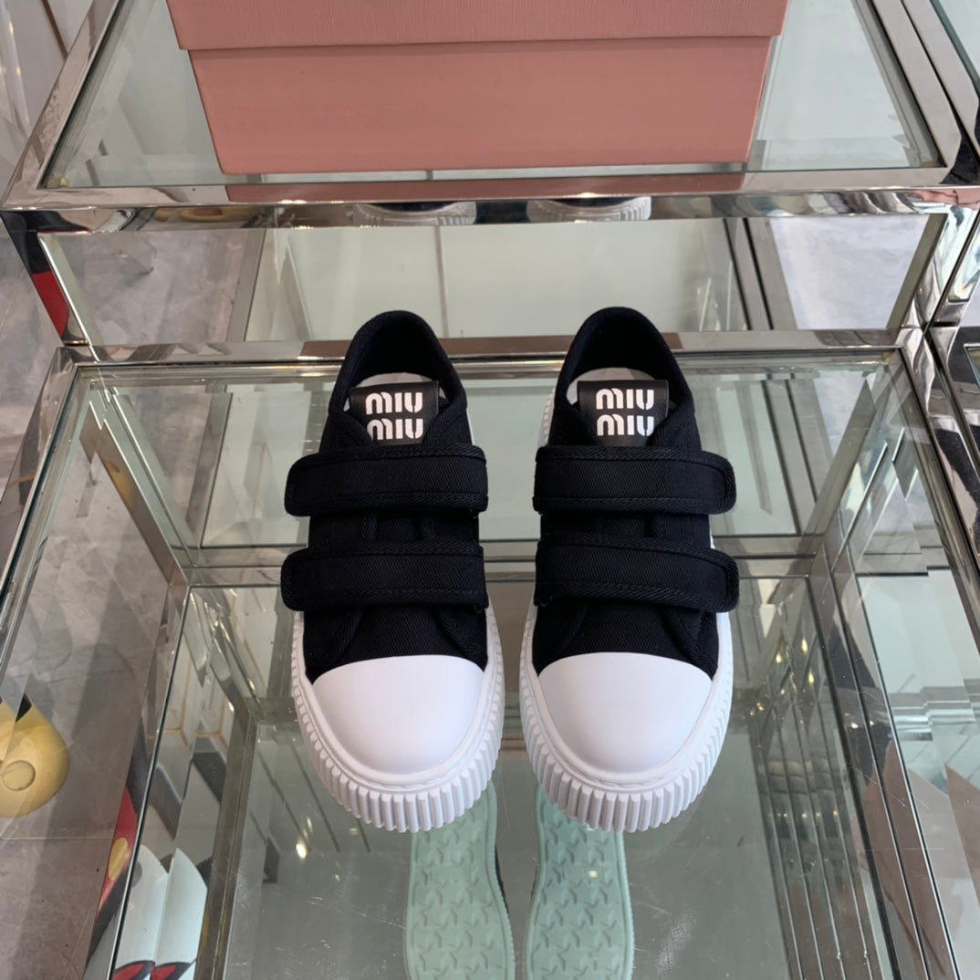 Thick-Soled Denim Sneakers Black and White、mysite、Cacoeks