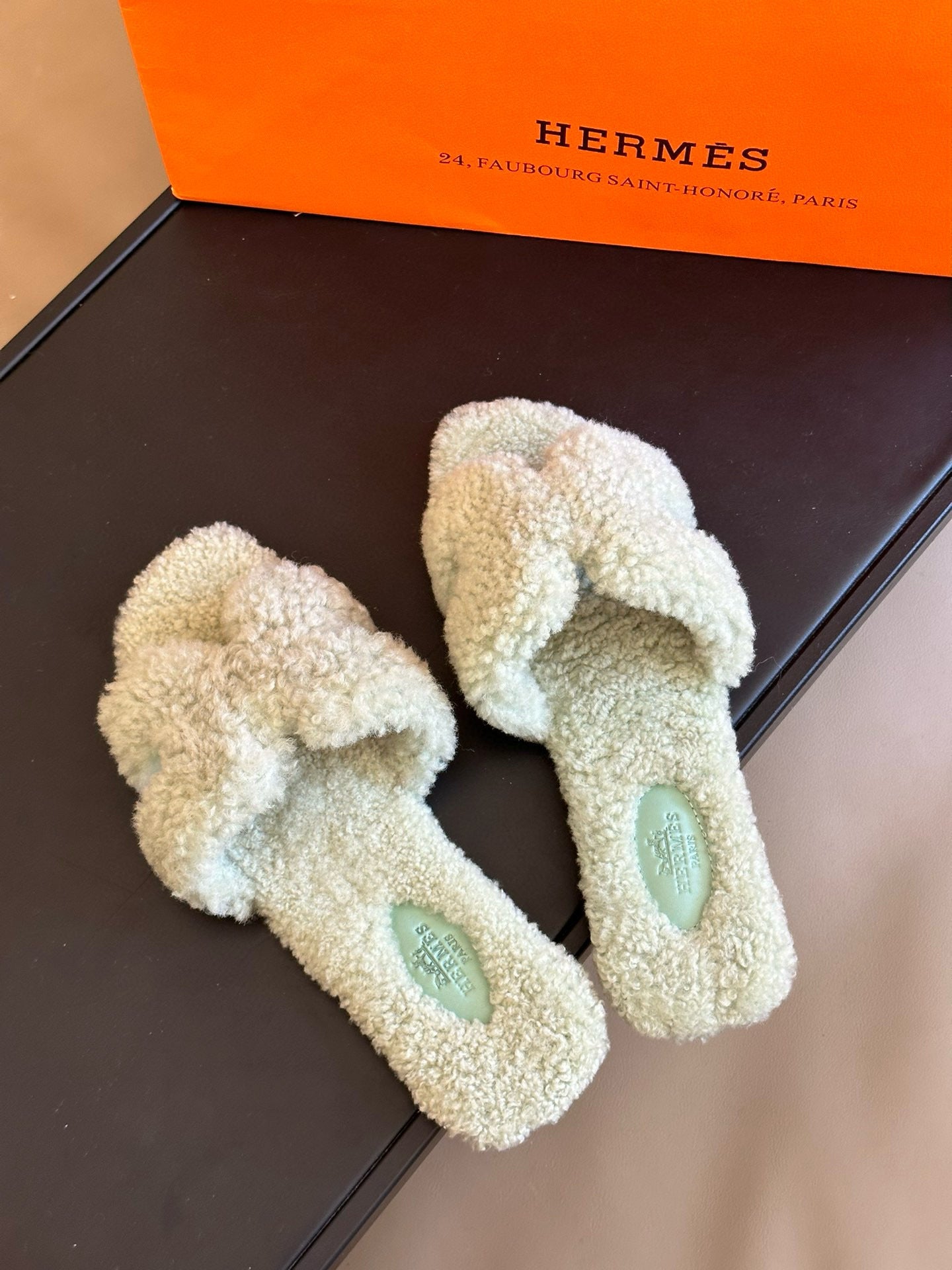 0RAN SANDAL SHEARLING LIGHT GREEN、mysite、Cacoeks