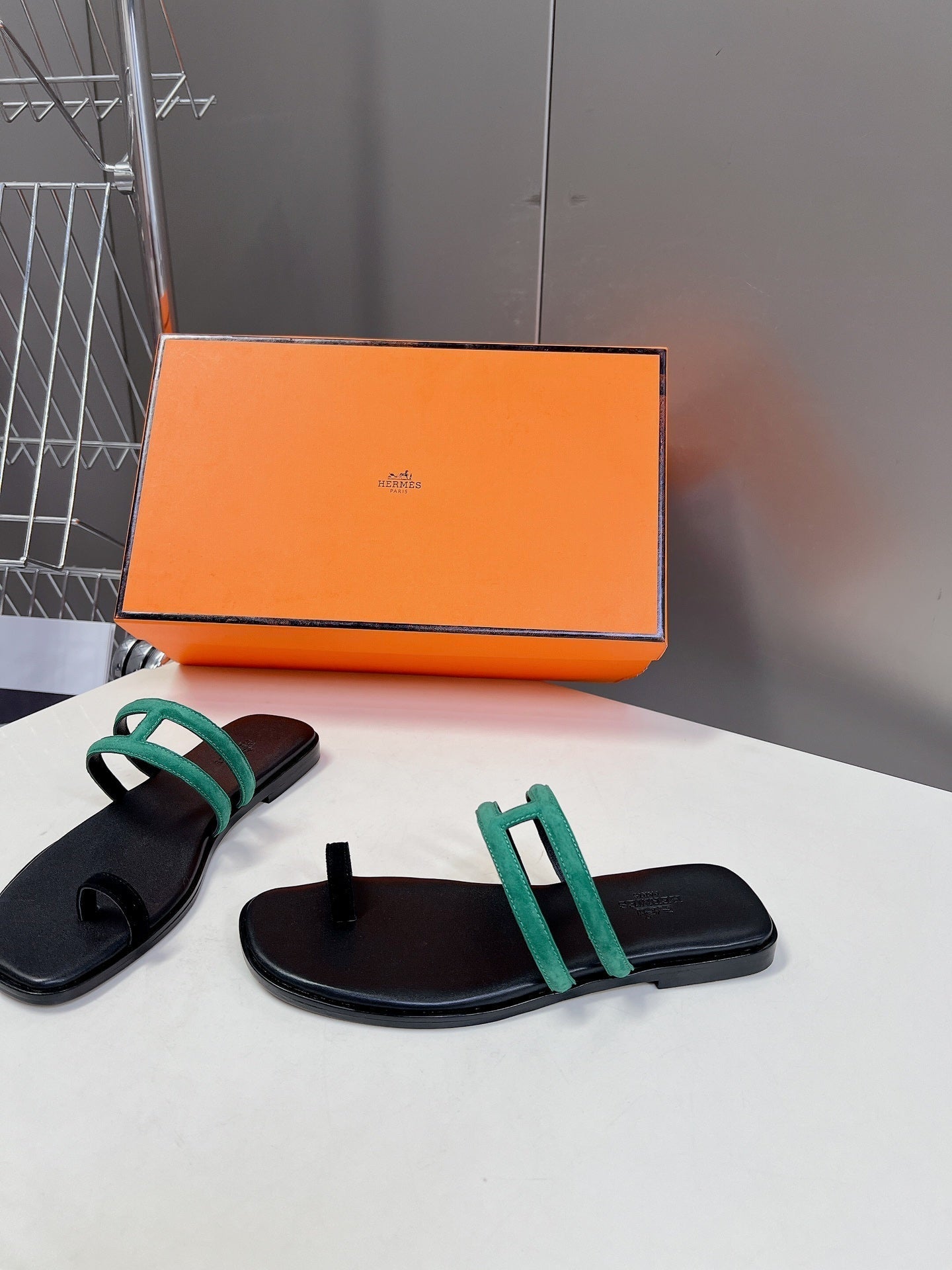 Georgia Sandals Teal Suede Black Calfskin、mysite、Cacoeks