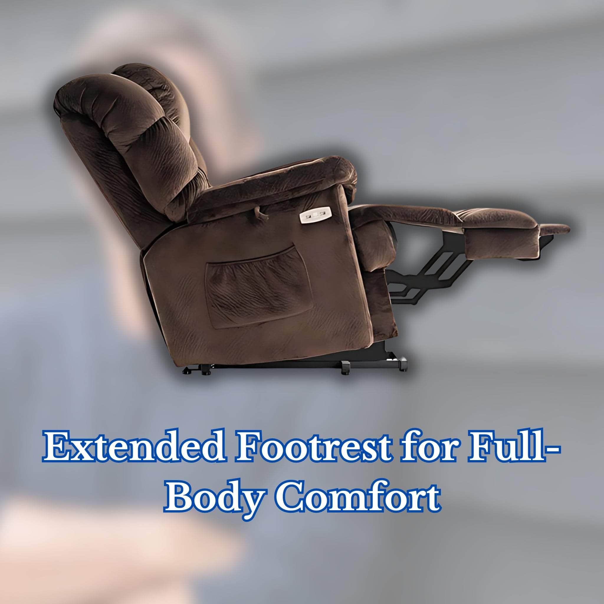 MCombo Dual Motor Power Lift Recliner Chair Sofa: Extended Footrest for Full-Body Comfort