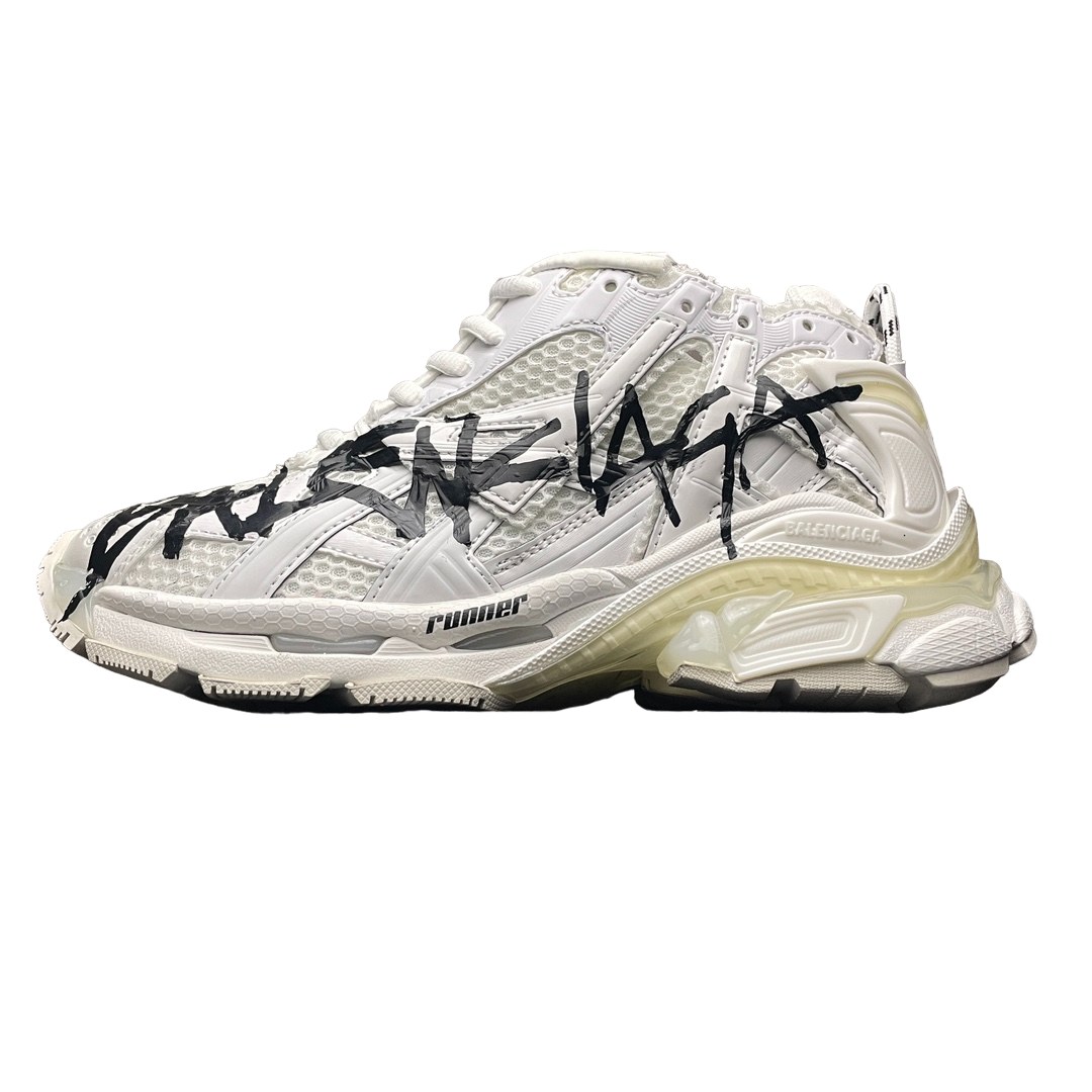 Balenciaga Graffiti Runner Trainer in White、mysite、Cacoeks