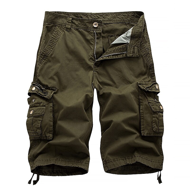 Men's Cargo Shorts Hiking Shorts Zipper Multi Pocket Straight Leg Plain Cycling Outdoor Knee Length Casual Cotton Sports & Outdoors Stylish Wine Red White gray Inelastic 2024 - HK $235.17 –P5