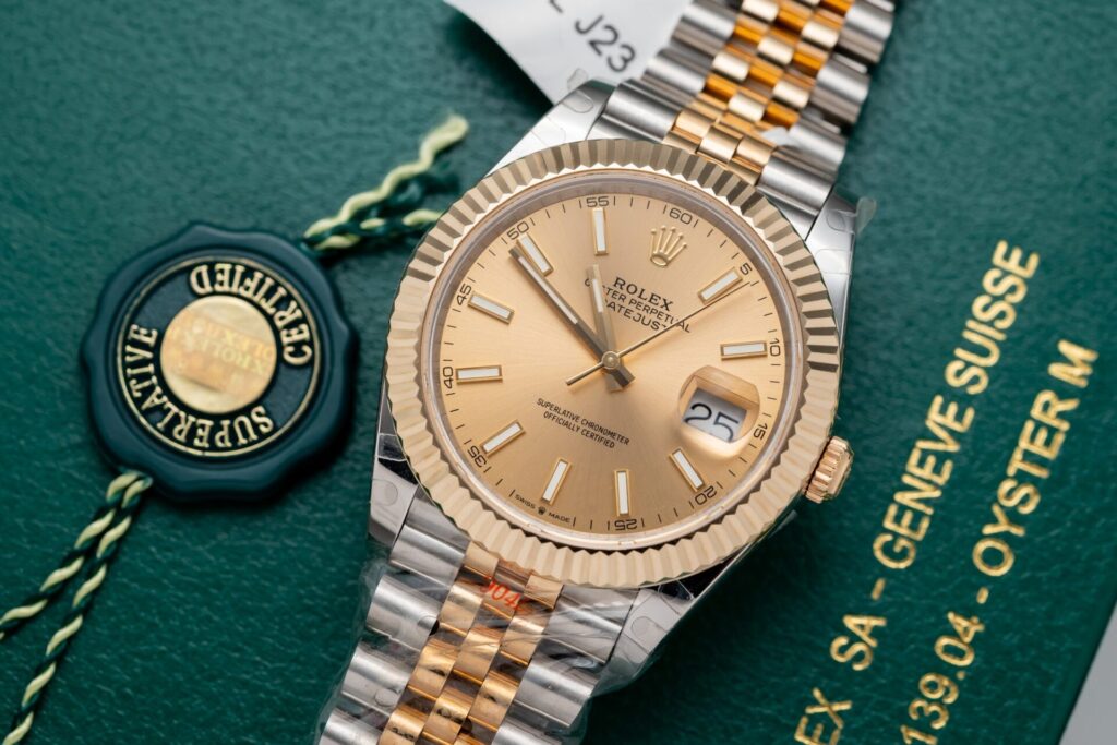 Đồng Hồ Rolex DateJust Bọc Vàng Mặt Vàng Champagne GM Factory 41mm (8)