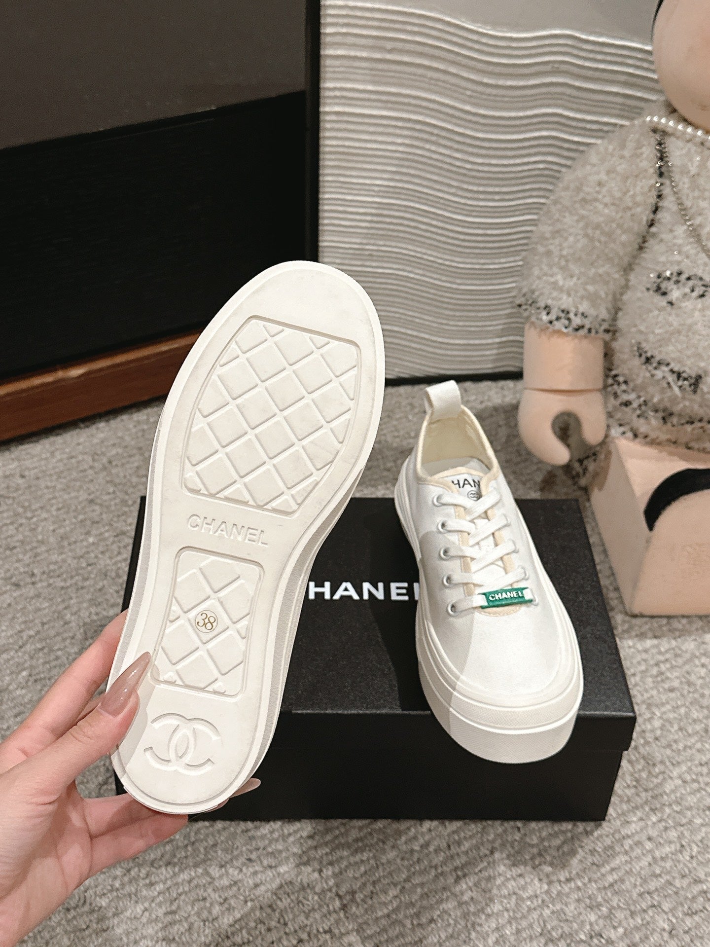 LACE-UP SNEAKERS IN WHITE CANVAS、mysite、Cacoeks