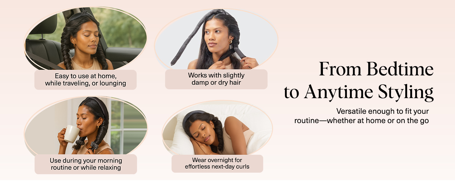 Kitsch Satin Heatless Curling Set – Heatless Hair Curler for Women, Hair Curler to Sleep Charcoal
