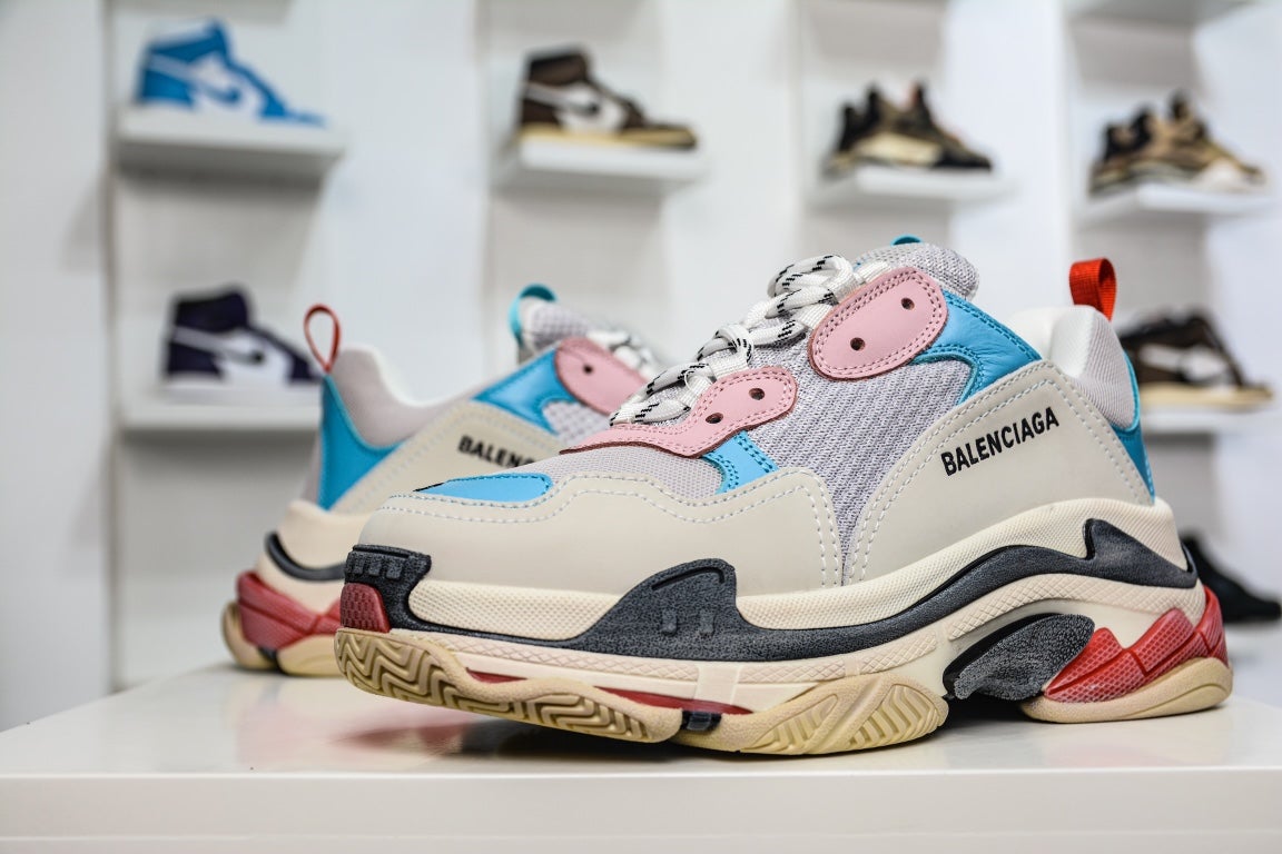 Balenciaga Triple S Sneaker White Blue Pink、mysite、Cacoeks