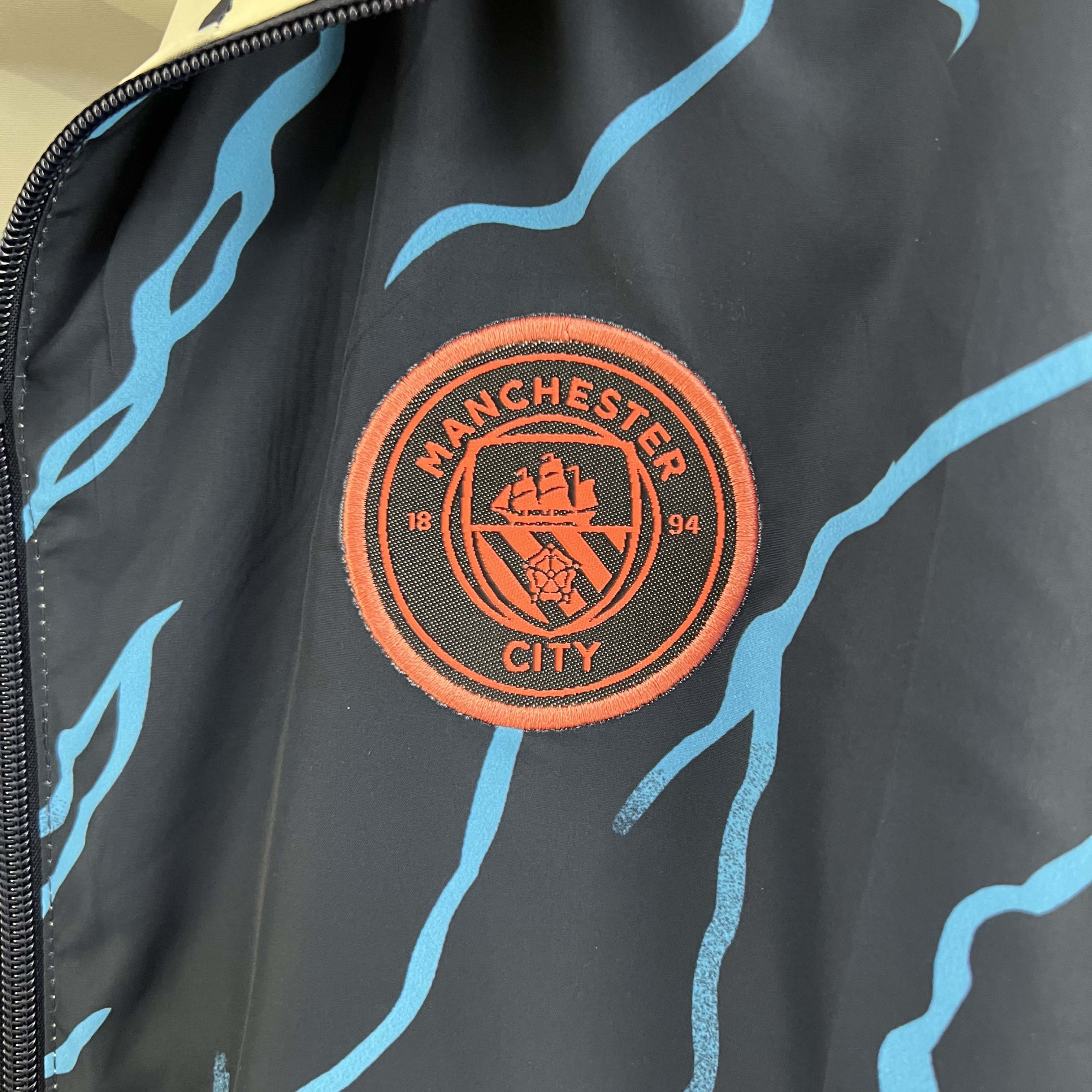 2023/2024 Manchester City Reversible Windbreaker Navy blue Soccer Jersey 1:1 Thai Quality:football jersey mysite: unitedjerseyfootball 邓江浪:football