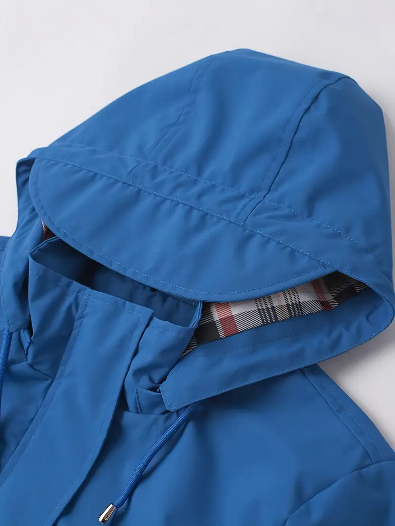 womens beige hooded zip up trench coat with drawstring waist multiple pockets casual long sleeve jacket for fall winter machine washable Product details 15