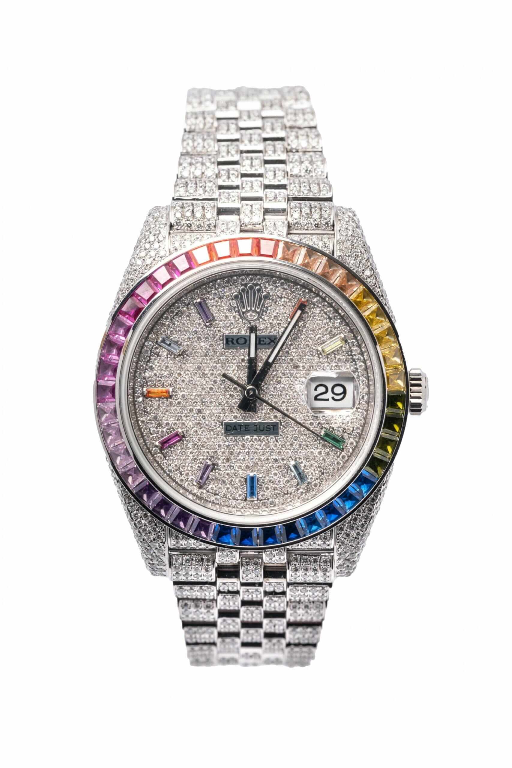 Rolex Datejust 126300 Iced Out Rainbow Replica-fasswatch