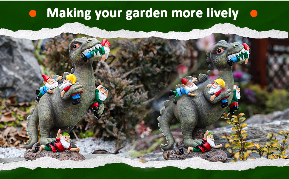 garden decor home decor dinosaur eating garden gnomes statue outdoor decor garden gifts