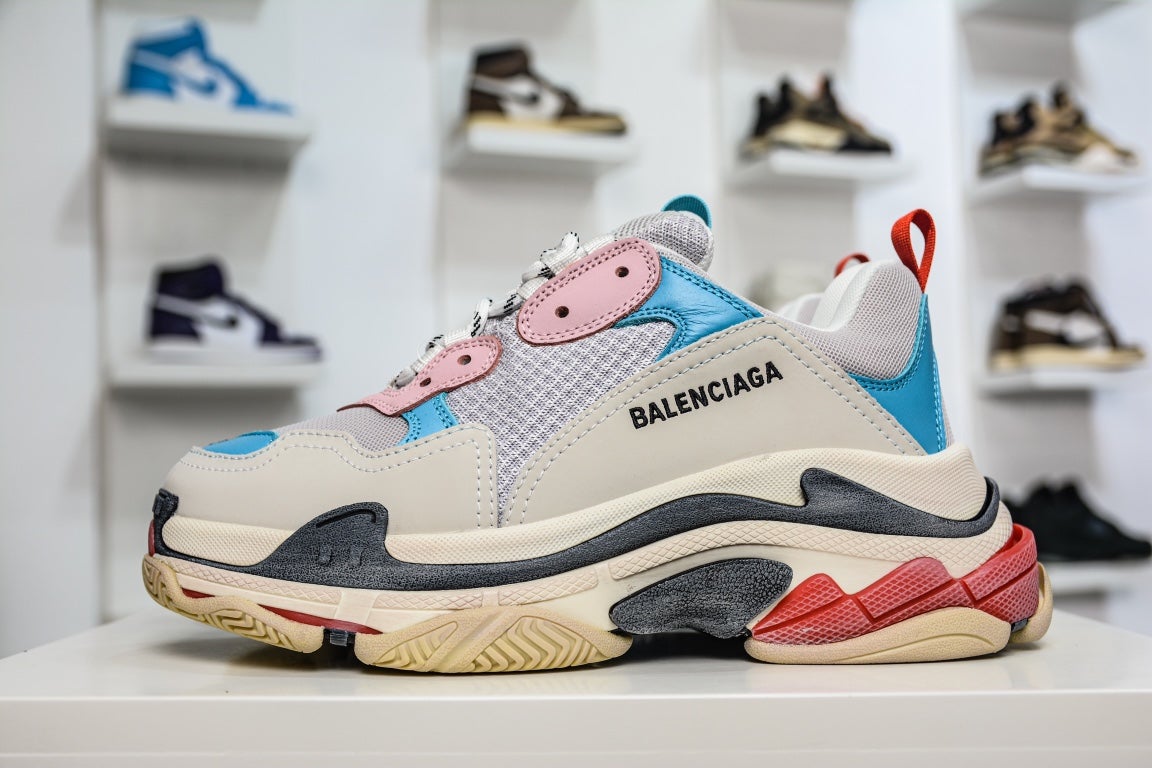 Balenciaga Triple S Sneaker White Blue Pink、mysite、Cacoeks