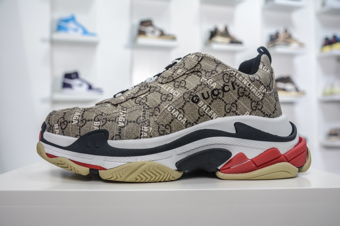 Balenciaga Triple S Sneaker x Gucci in Brown Red、mysite、Cacoeks