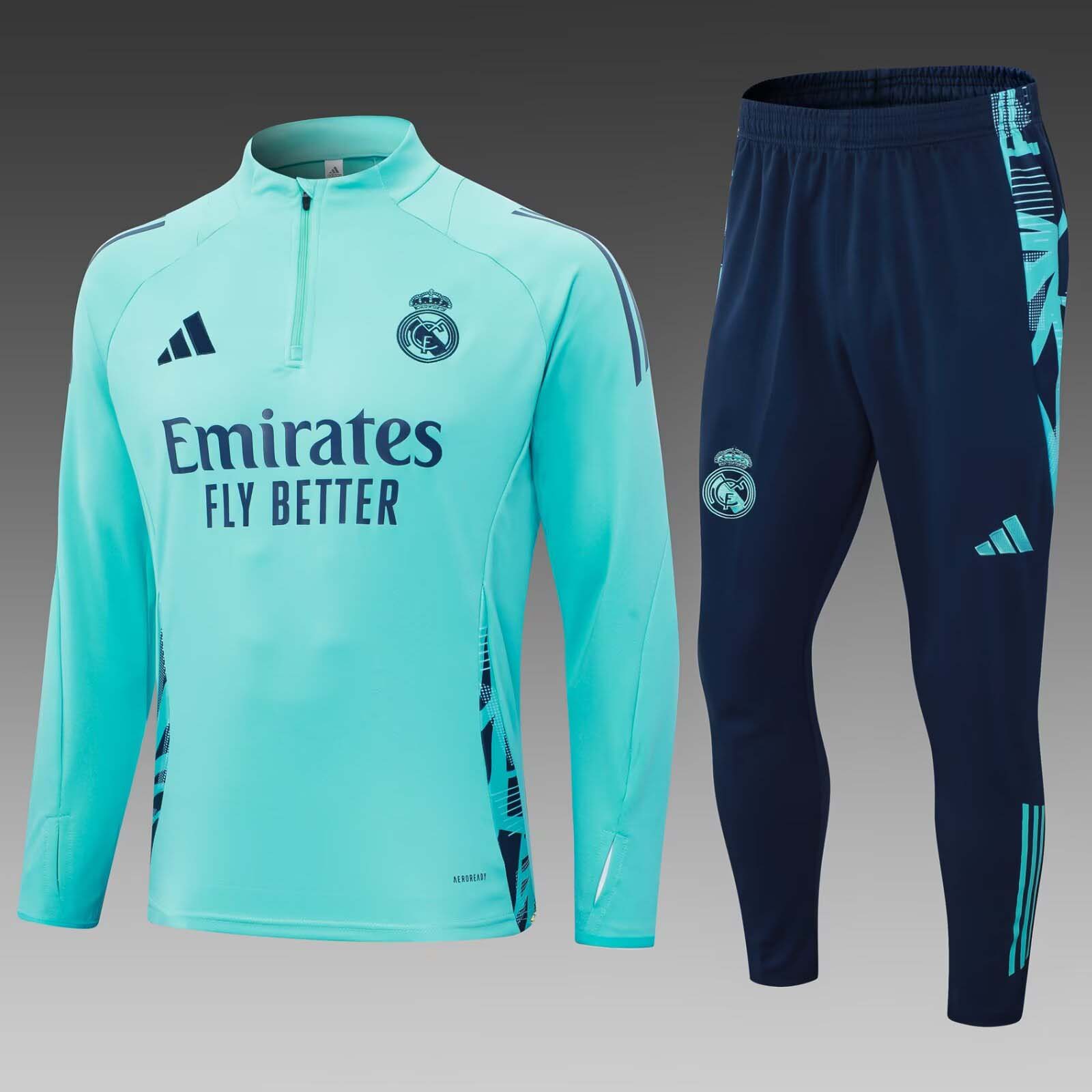 2024/2025 Real Madrid Half-Pull Training Suit Light green Football Shirt 1:1 Thai Quality Set:football jersey mysite: unitedjerseyfootball 邓江浪:football