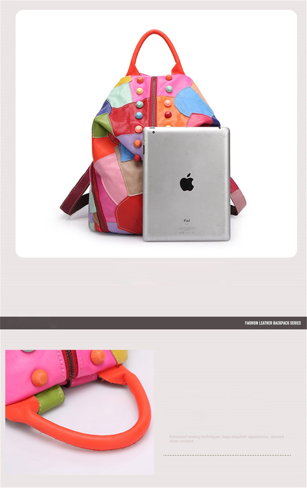 Size Contrast of Woosir Colorful Soft Leather Backpacks for Women