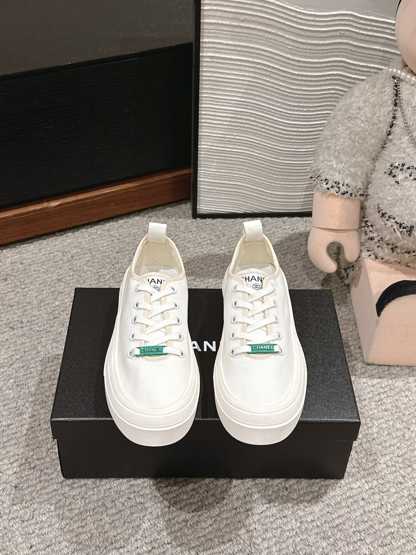 LACE-UP SNEAKERS IN WHITE CANVAS、mysite、Cacoeks